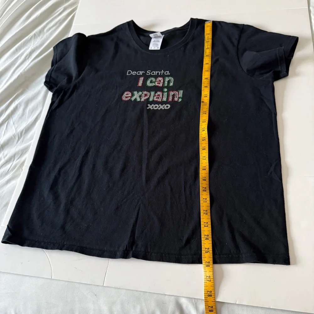 Women's / Unisex XL Rhinestone T-shirt " Dear Santa I Can Explain XOXO Christmas - Picture 5 of 5